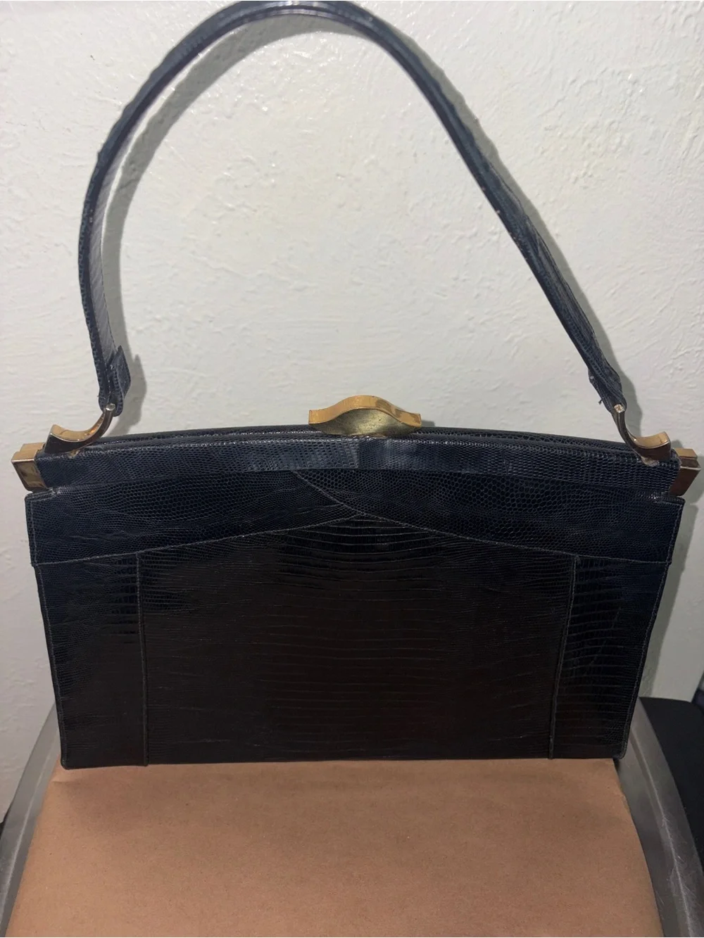 Genuine Lizard Skin Midcentury Handbag